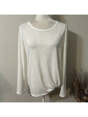Marc New York Performance Ivory Twist Front Waist Long Sleeves T-shirt Top Sz M